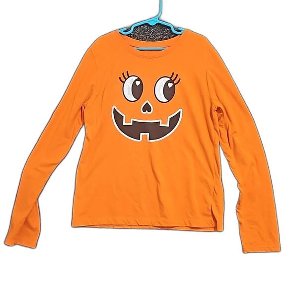 Halloween Pumpkin Jack-O-Lantern  Kids XL 14-16 Long Sleeve Tee T-Shirt - Picture 1 of 9